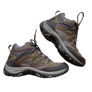 Merrell Salida Mid Waterproof Hiking Boots Womens Size 6 Brindle Brown